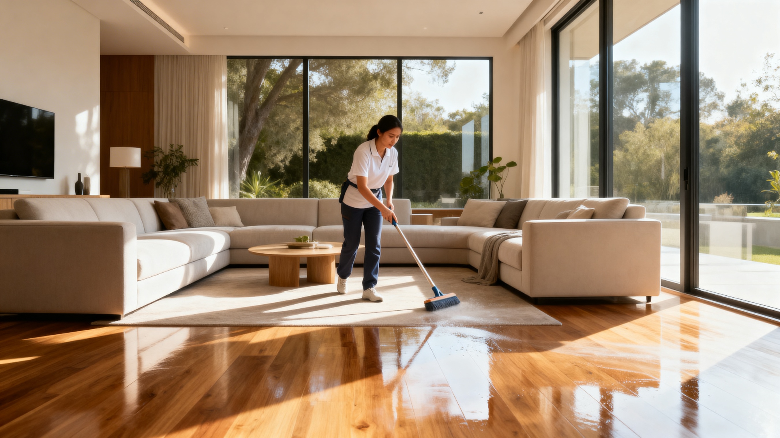Pristine living room cleaned by AD's Cleaning Service